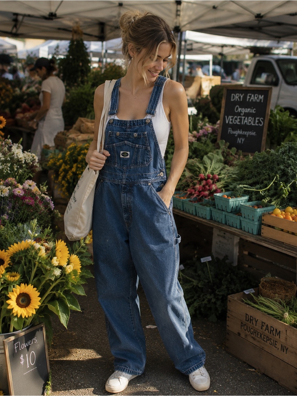 Vintage RVT Baggy Denim Overalls Carpenter Farmcore Wide Leg S